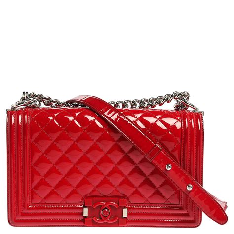 chanel red quilted patent small boy bag|Chanel Red Boy Bag .